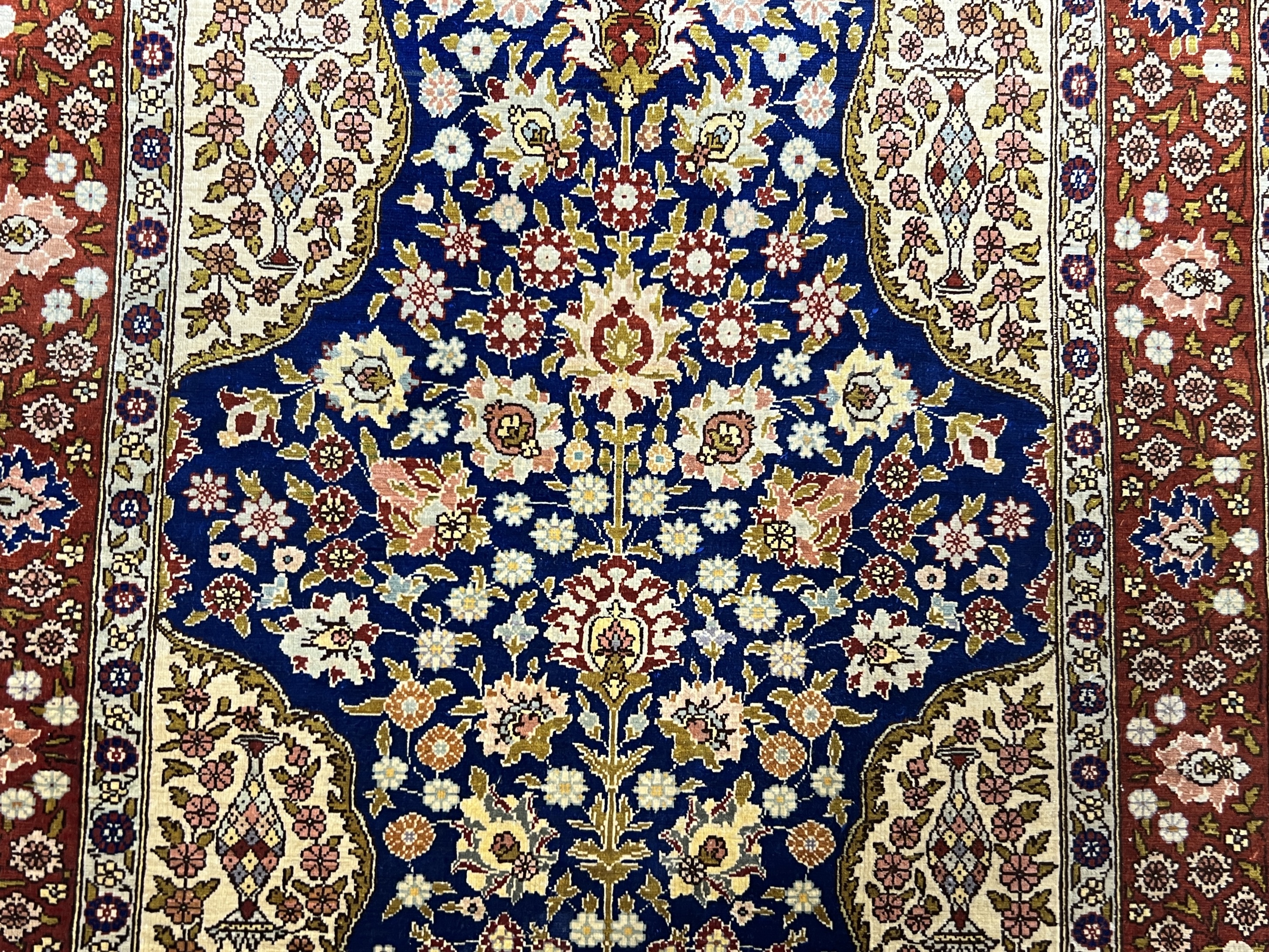 Two North West Persian part silk mats, larger 140 x 90cm